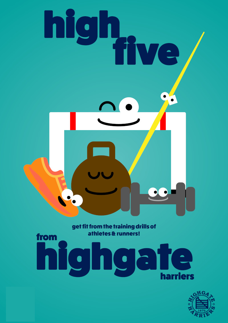 Promotional poster for the High Five fitness class from Highgate Harriers