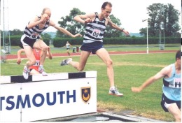 Andy and Henry in the Southern Men's League 3000m SC - Portsmouth 26th June 2004