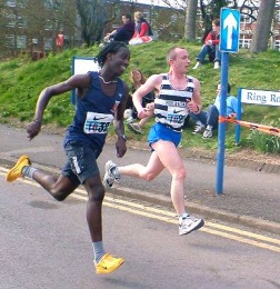 Eric at the SEAA 12 stage relay - Milton Keynes - April 2005