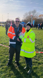 Jen Lovell at the Middlesex County Cross-Country Champs on Saturday for her outstanding officials work for the County