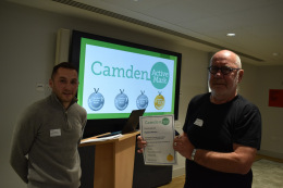 the club's certificate presentation at the Camden Active Mark ceremony